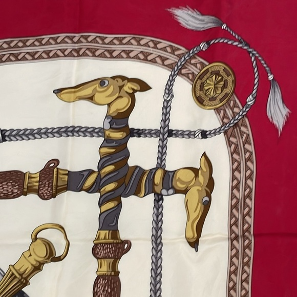 Trussardi Silk Scarf Elegant Red and Gold Scarf - Picture 15 of 17